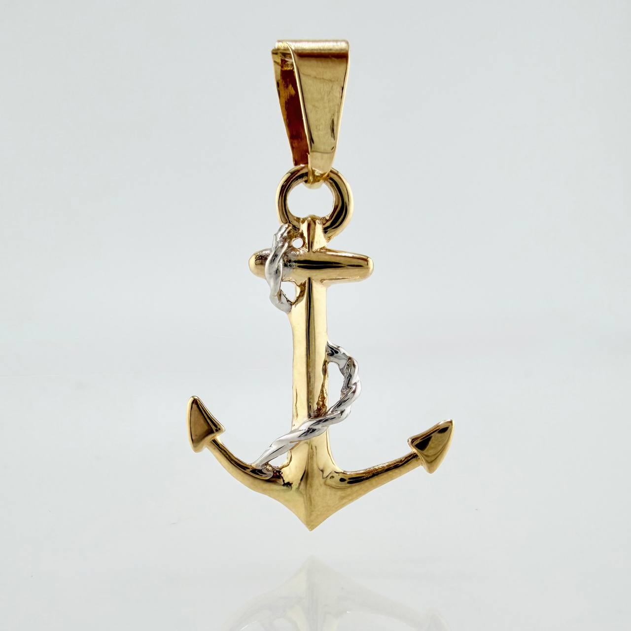 Anchor Pendant 1.45gr / 1 1/4 in / Two-Tone Yellow White Gold 18K