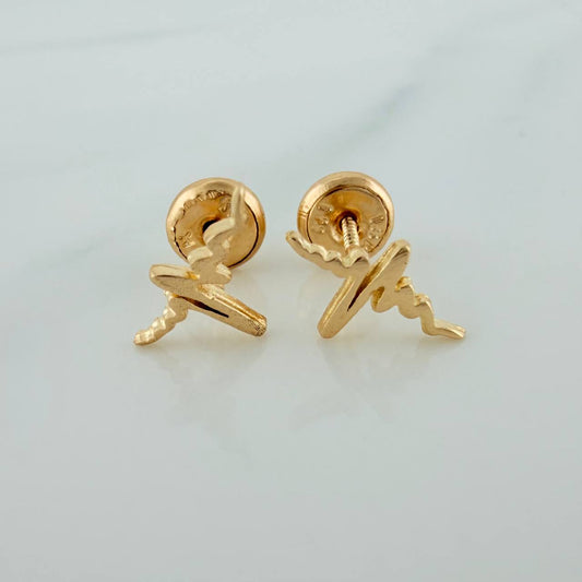 Life Line Stud Earrings 0.7g / 9.9mm 18K Yellow Gold %
