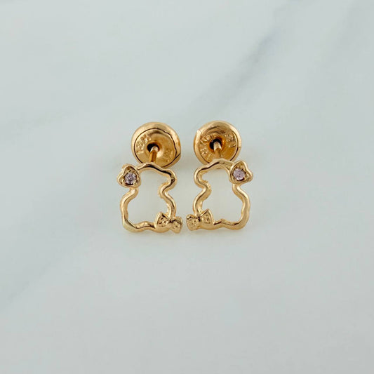 Bear Silhouette Stud Earrings Ts 0.7g / 5mm 18K Yellow Gold %