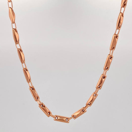 Cadena Rustica Rombos 15.25gr / 28 1/4 in / 3.5mm Oro Rosa 18K &