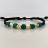 Pulsera Negra Morralla Cubica 5mm Cilindros 4 und Oro Amarillo 18K %