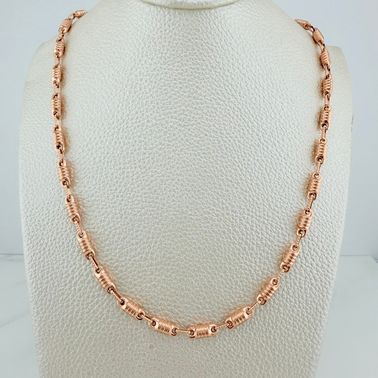 Cadena Rustica Barril 13.8gr / 25 in / 3.6mm Oro Rosa 18K &