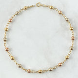 Military Type Anklet 4.1gr / 23.5cm / 4mm Beads Polished Three 18K Golds