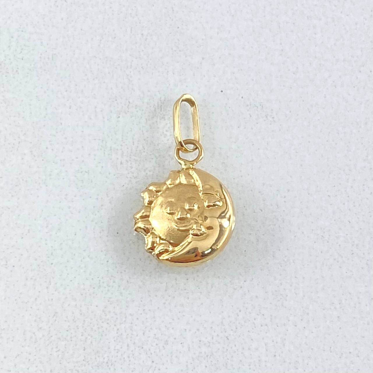 Dije Sol Luna 0.4gr / 1.5cm / Troquelado Oro Amarillo 18K *