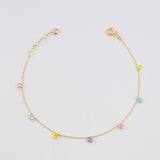 Classic Link Bracelet Rainbow Sparks 1.2g / 7 3/4 in / 0.6mm 18K Yellow Gold