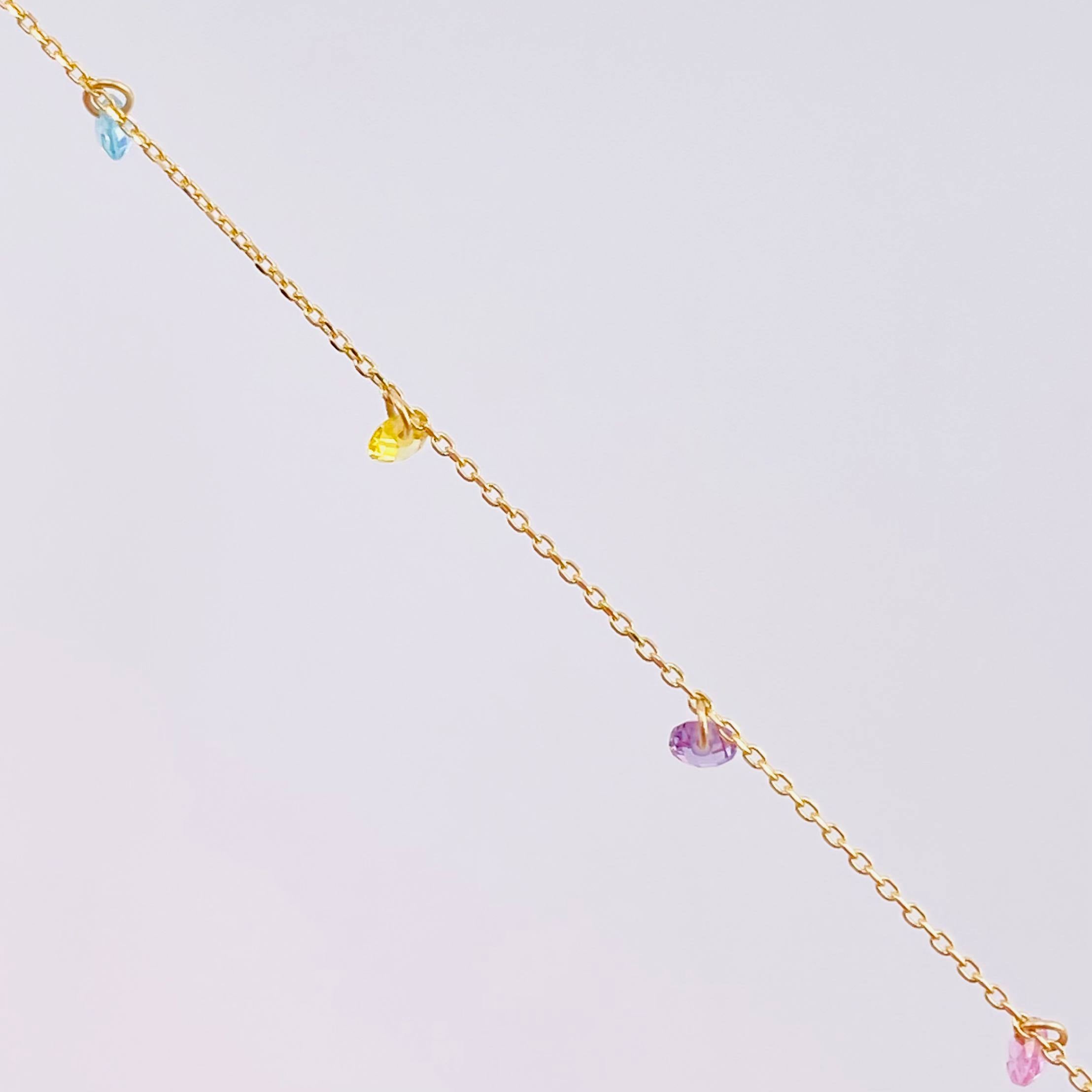 Pulso Aro Seguido Chispas de Arcoíris 1.2g / 7 3/4 in / 0.6mm Oro Amarillo 18K