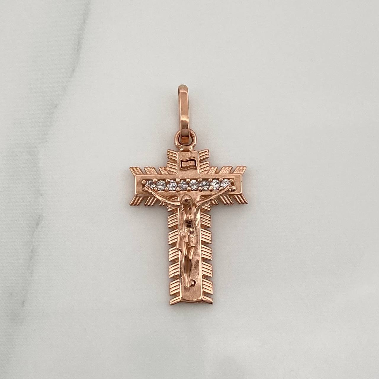 Lord of Miracles Cross Pendant 2gr / 1 in / Pink Gold 18K %