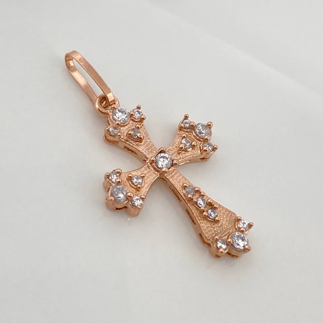 Gothic Cross Pendant 1.3gr / 1 in / Pink Gold 18K %