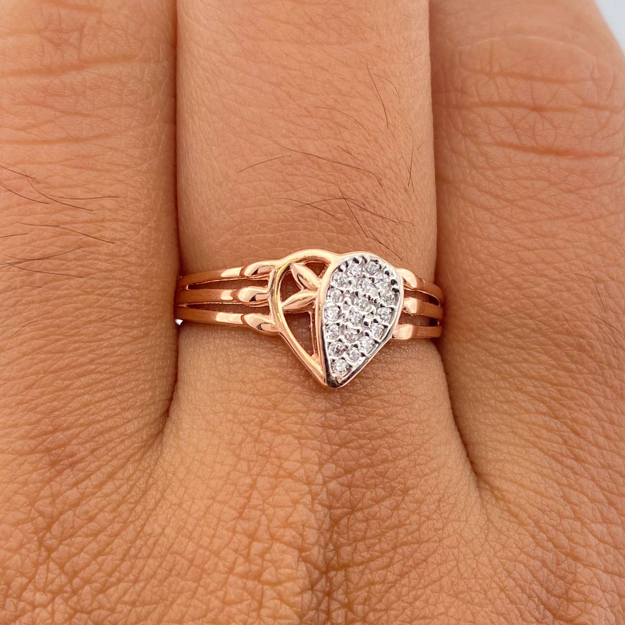 Heart Ring 2.4gr / T6 3/4 / Two-tone White Rose Gold 18K %