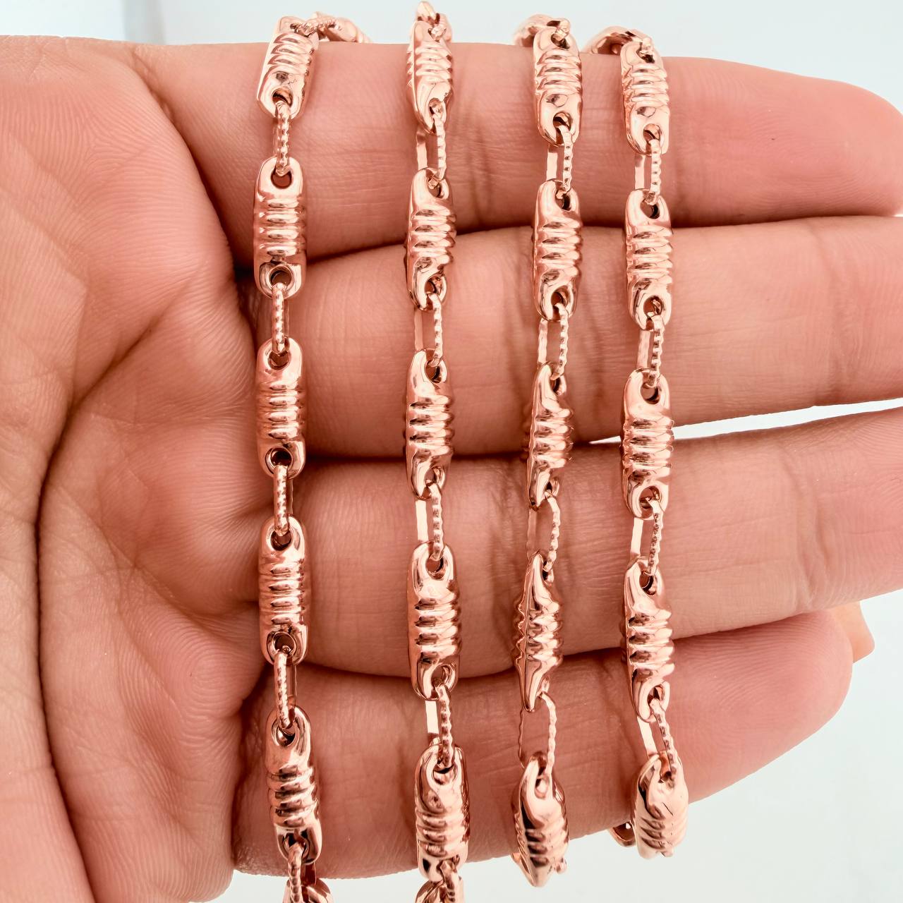 Cadena Rustica Barril 13.8gr / 25 in / 3.6mm Oro Rosa 18K &