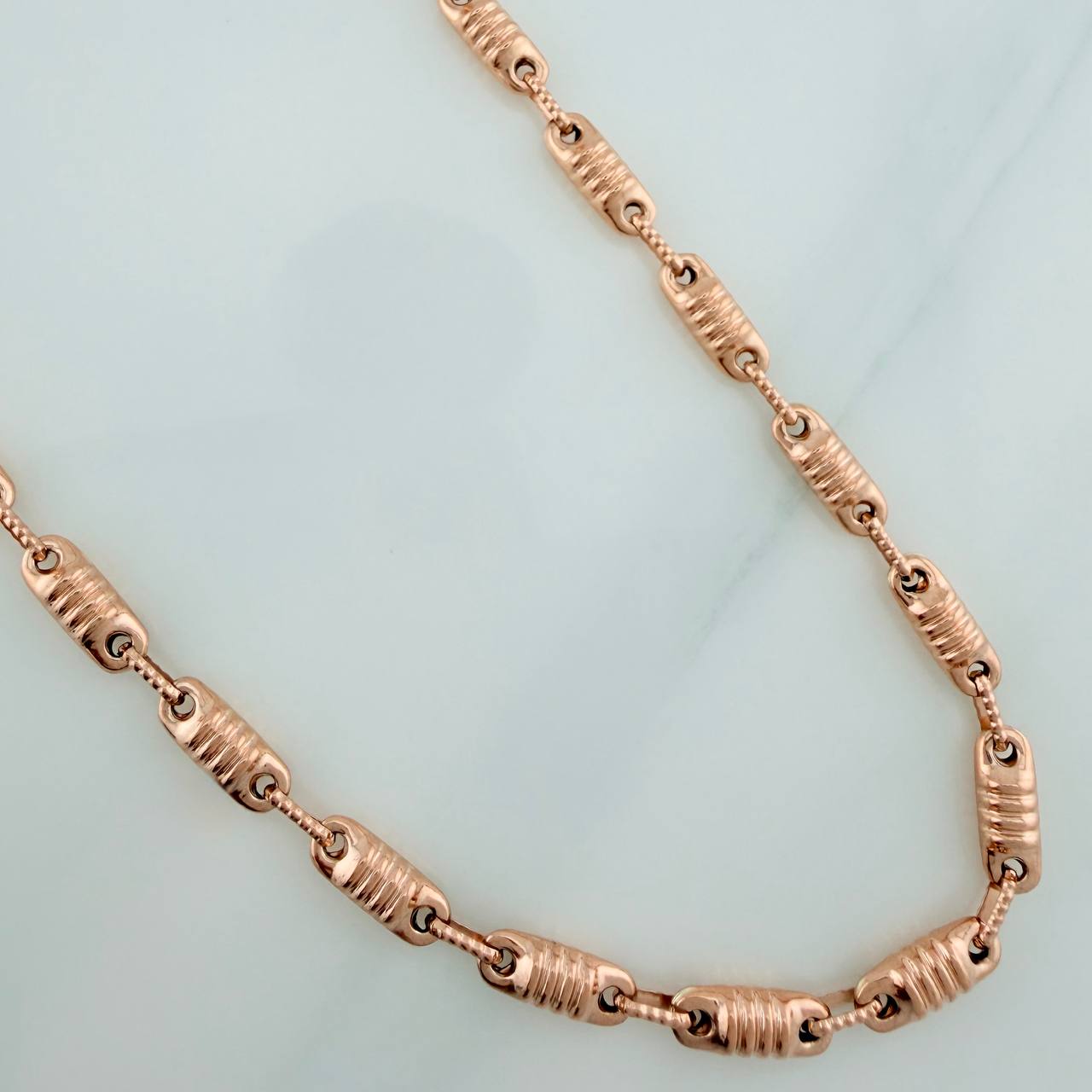 Cadena Rustica Barril 13.8gr / 25 in / 3.6mm Oro Rosa 18K &