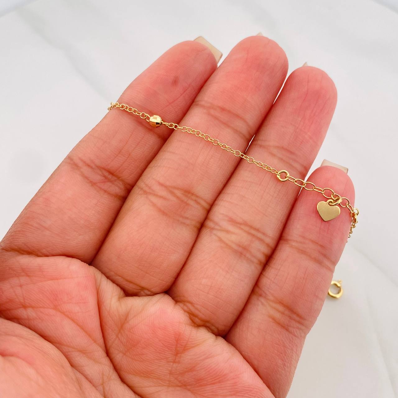 Modular Bracelet Classic Link Heart Pendant 1.35 g / 6 3/4 in - 6 1/4 in / 1 mm 18K Yellow Gold
