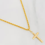 Set Cadena Lazo + Dije Cruz / 3.85 g / 23 1/2 in Oro Amarillo 18K