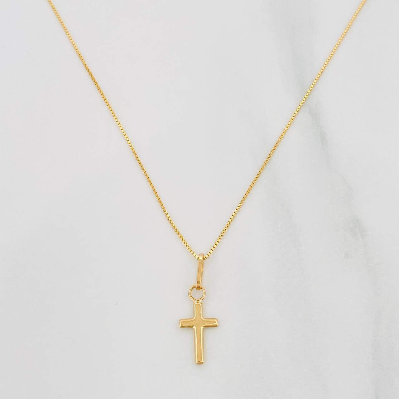 Set Cadena Veneciana + Dije Cruz / 1.35 g / 17 3/4 in Oro Amarillo 18K