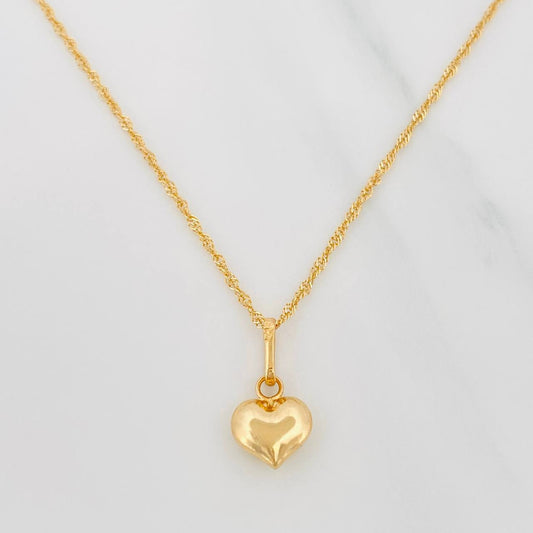 Set Cadena Singapur + Dije Corazon / 2.05 g / 17 3/4 in Oro Amarillo 18K