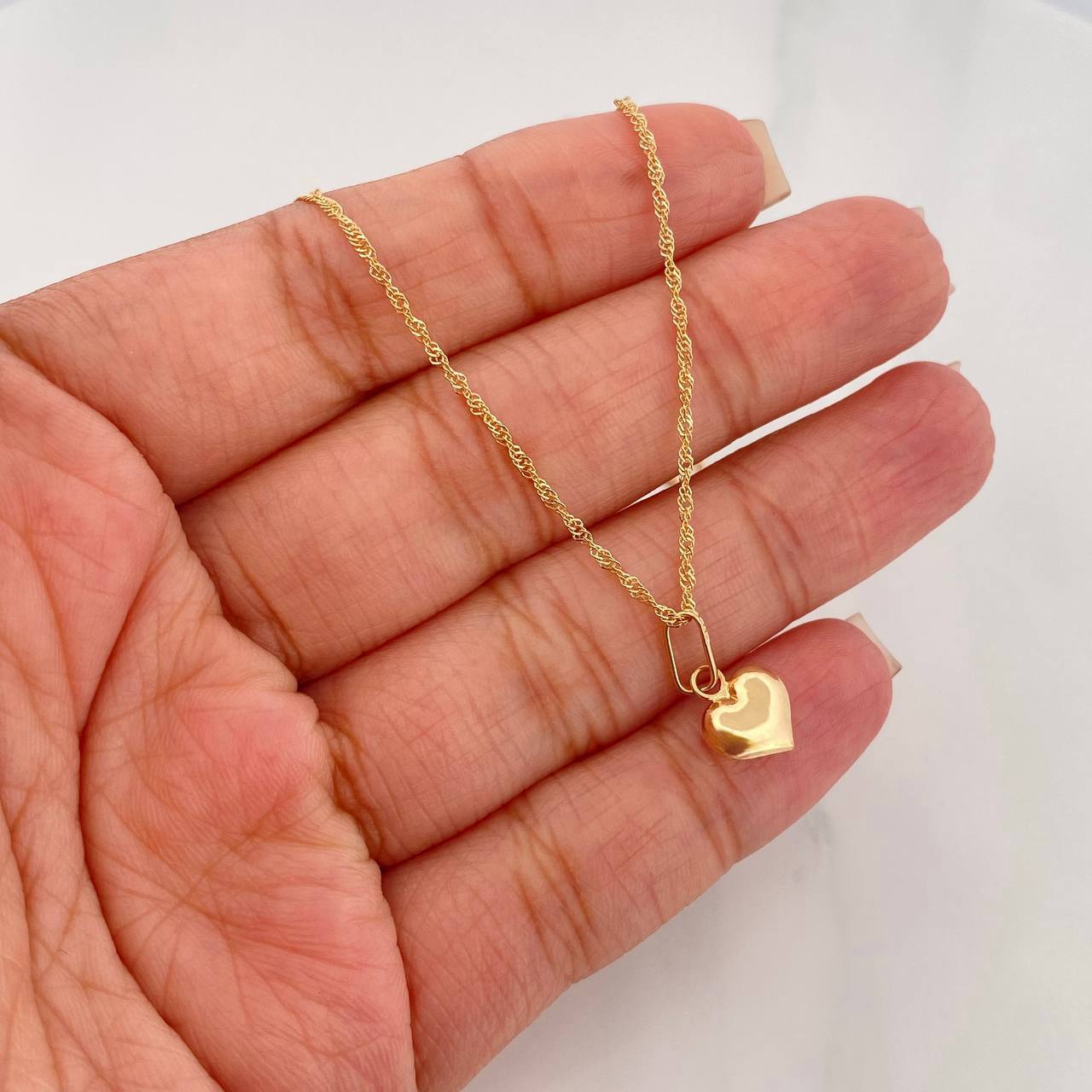 Set Cadena Singapur + Dije Corazón / 2 g / 17 3/4 in Oro Amarillo 18K