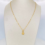 Set Cadena Flor Espejo + Dije Corazón / 1.4 g / 17 3/4 in Oro Amarillo 18K