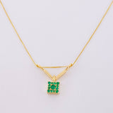 Set Cadena Veneciana + Dije Cuadrado Esmeralda 23Pts / 1.9 g / 17 3/4 in Oro Amarillo 18K (Joya) (A.C)