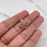 Pendant Heart Silhouette 1.1gr / 1.8cm / Fuchsia Zircons Two 18K Yellow and White Gold &