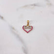 Pendant Heart Silhouette 1.1gr / 1.8cm / Fuchsia Zircons Two 18K Yellow and White Gold &