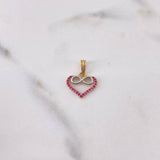 Pendant Heart Silhouette 1.1gr / 1.8cm / Fuchsia Zircons Two 18K Yellow and White Gold &
