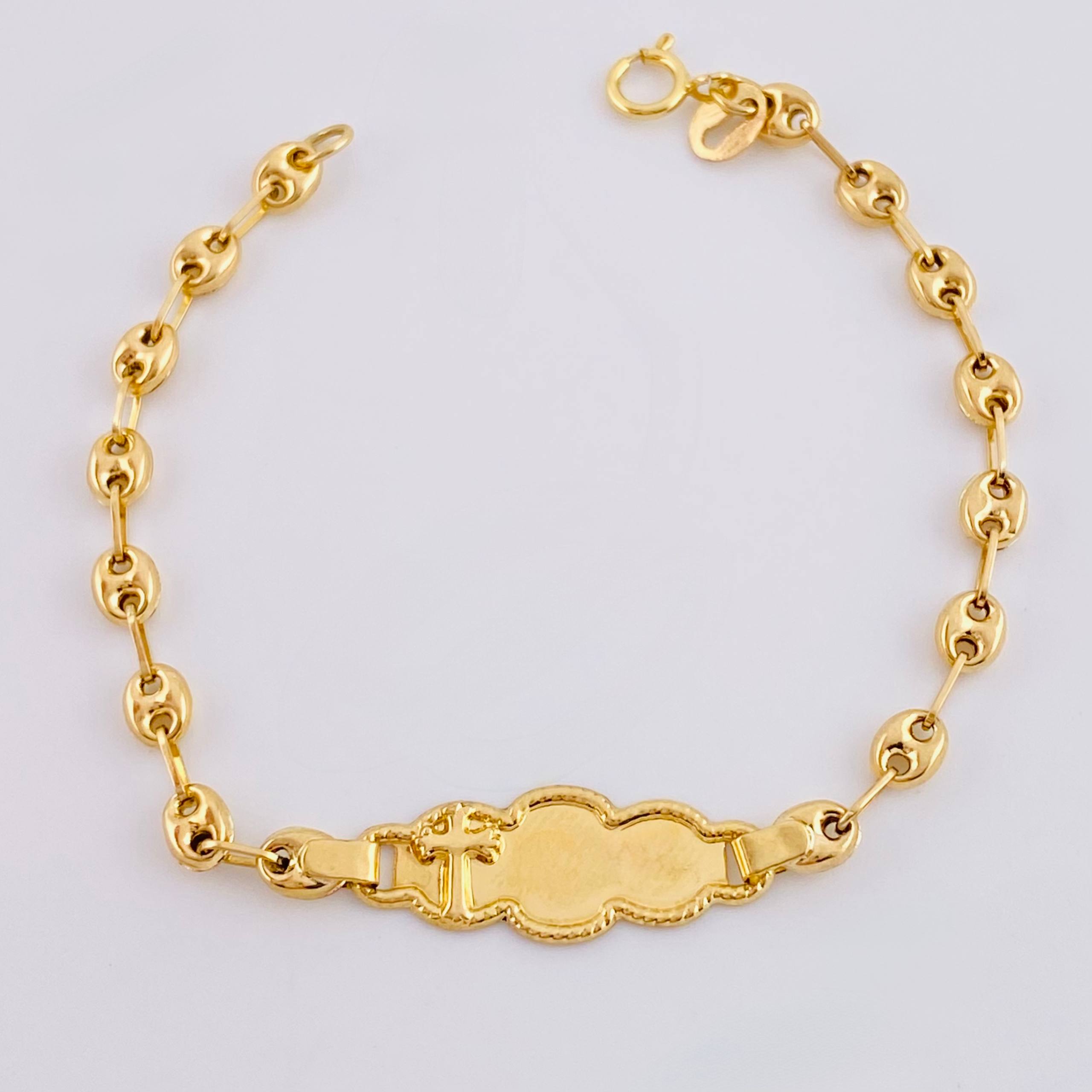 Pulso Bebé Gc Nube Cruz Bordeada 1.95gr / 5 3/4 in / 3.6mm Oro Amarillo 18K
