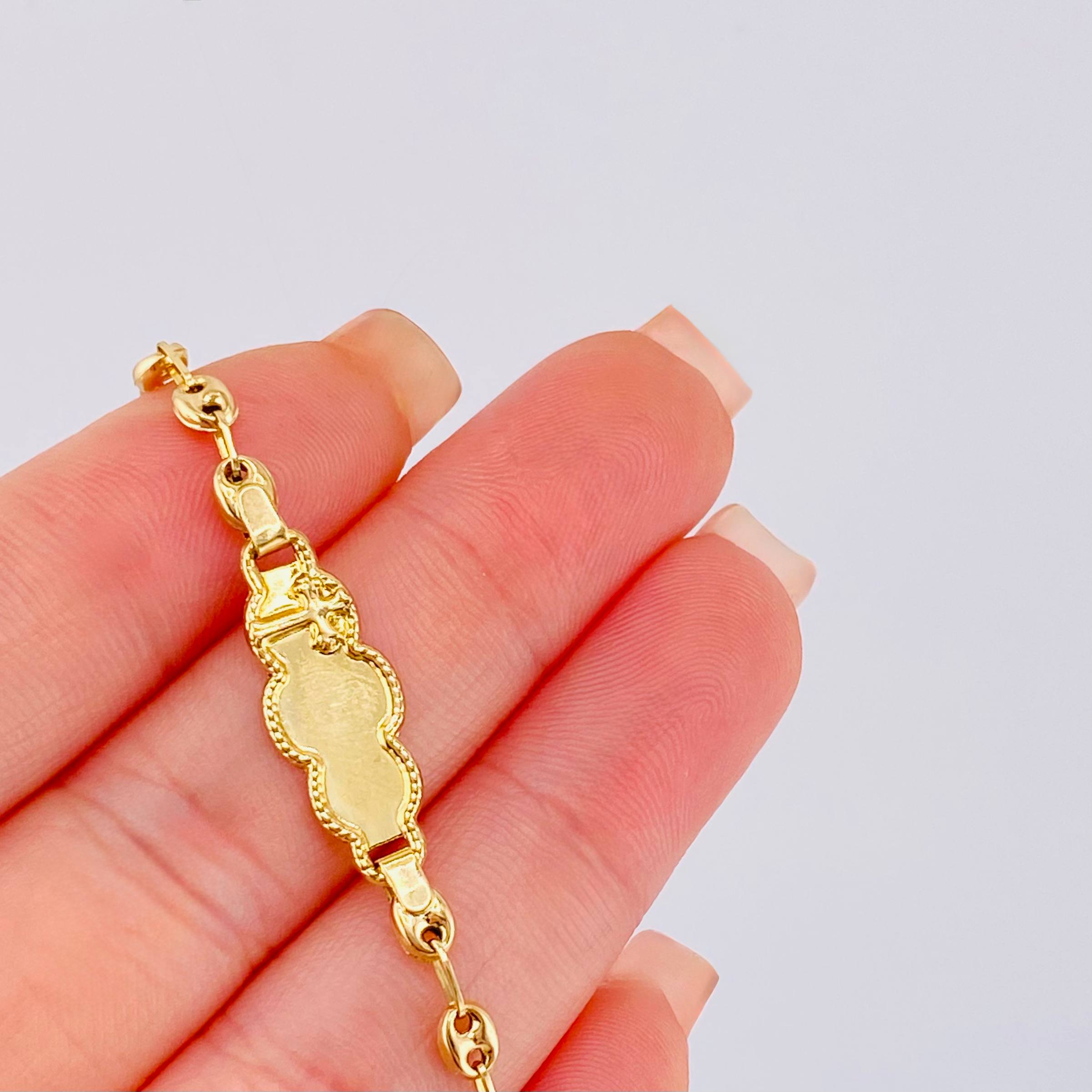 Pulso Bebé Gc Nube Cruz Bordeada 1.9gr / 5 1/4 in / 3.6mm Oro Amarillo 18K *