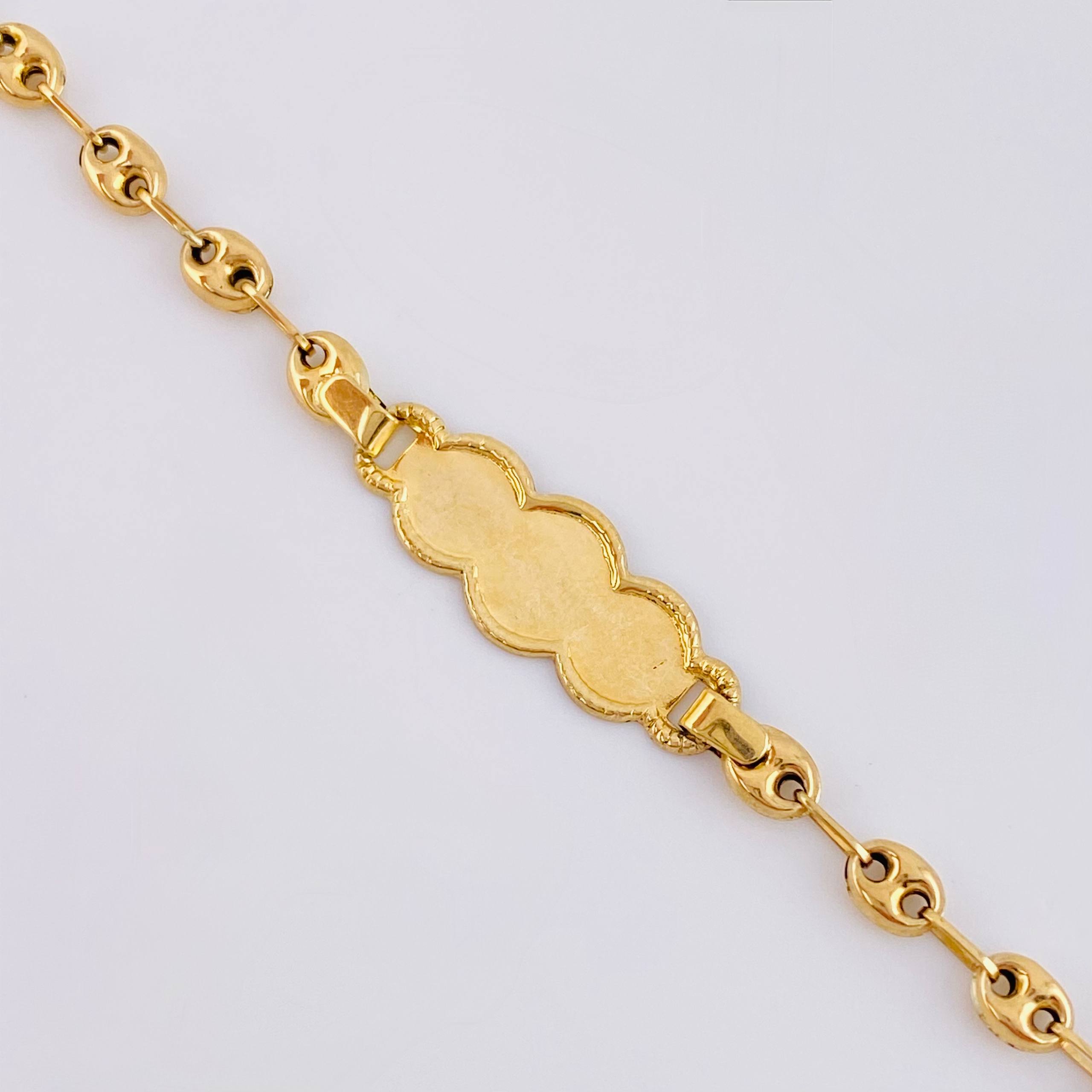 Baby Bracelet Gc Bordered Cloud 2.1gr / 5 1/4 in / 3.7mm Yellow Gold 18K
