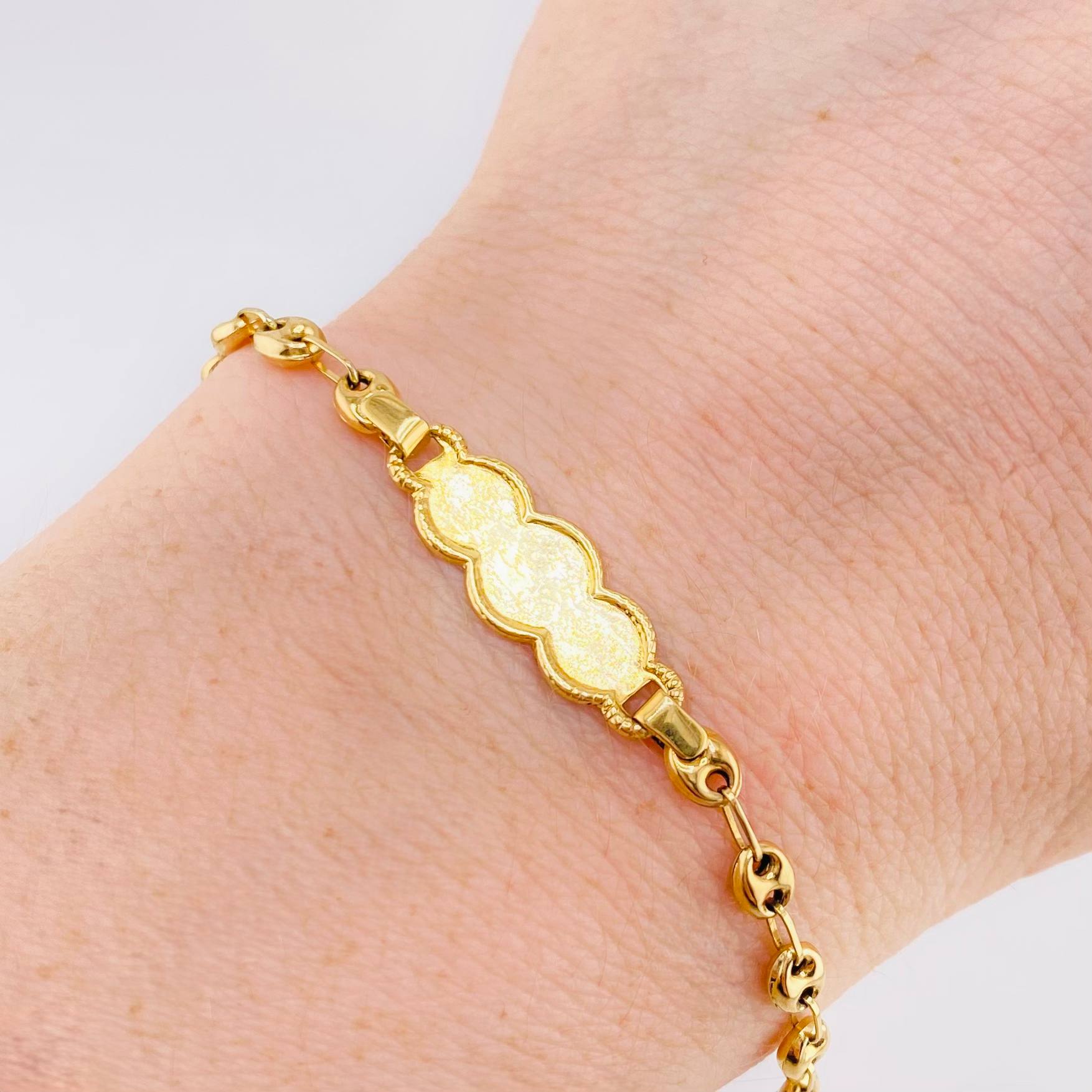 GC Baby Bracelet Bordered Cloud 2gr / 5 1/4 in / 3.6mm 18K Yellow Gold *
