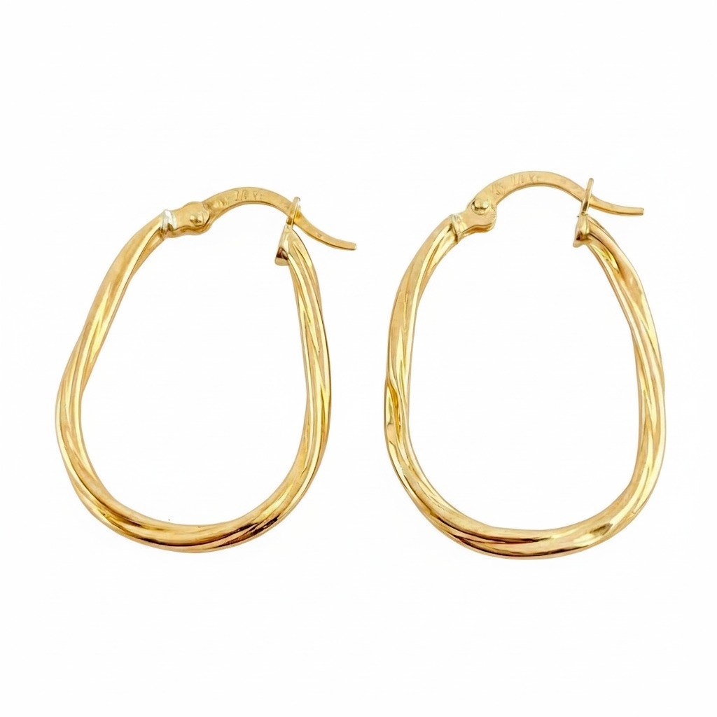 Hoop Earrings Nilo Oval 1.45g / 1 in / 18K Yellow Gold *