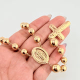 Rosary Miraculous Virgin Christ Cross 30gr / 27 1/2 in / 8mm-10mm 18K Yellow Gold ©