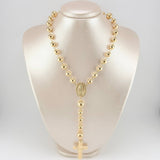 Rosary Miraculous Virgin Christ Cross 30gr / 27 1/2 in / 8mm-10mm 18K Yellow Gold ©