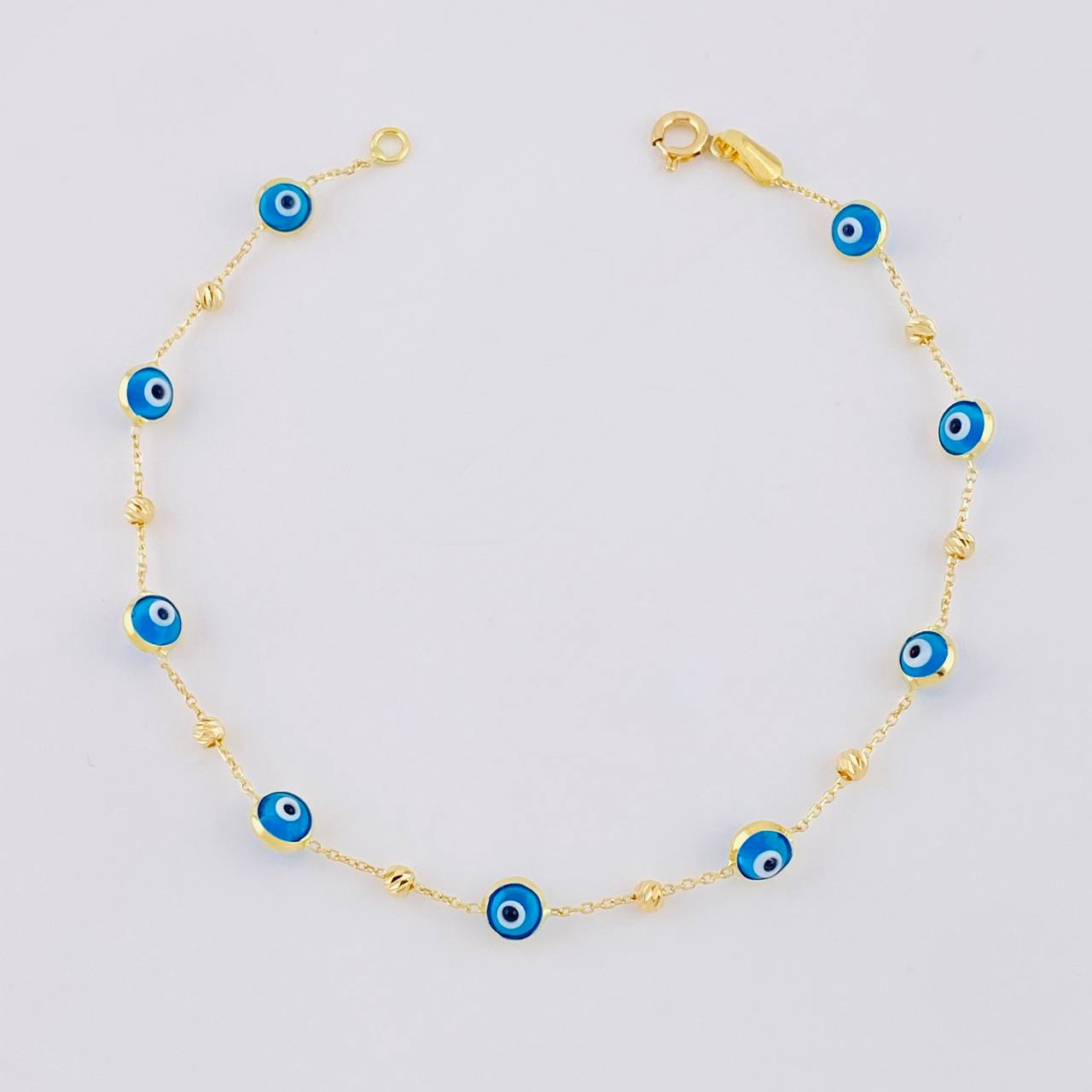 Classic Link Bracelet Turkish Eye 2.2g / 7 1/2 in / 4.6mm 18K Yellow Gold