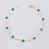 Classic Link Bracelet Turkish Eye 2.2g / 7 1/2 in / 4.6mm 18K Yellow Gold