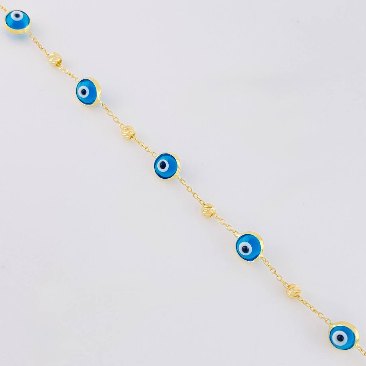 Classic Link Bracelet Turkish Eye 2.2g / 7 1/2 in / 4.6mm 18K Yellow Gold