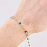 Classic Link Bracelet Turkish Eye 2.2g / 7 1/2 in / 4.6mm 18K Yellow Gold