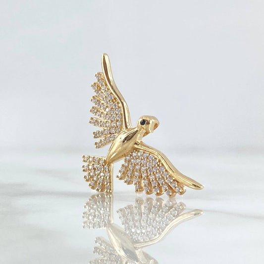 Dije Ave 3.5gr / 1.5cm / Circones Blancos-Negro Oro Amarillo 18K ©