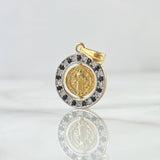 Dije San Benito En Aro Movil 2.1gr / 1.7cm / Circones Blancos Negros Oro Amarillo 18K ©