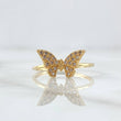 Anillo Mariposa En Relieve 1.95gr / T7 / Circones Blancos Oro Amarillo 18K *
