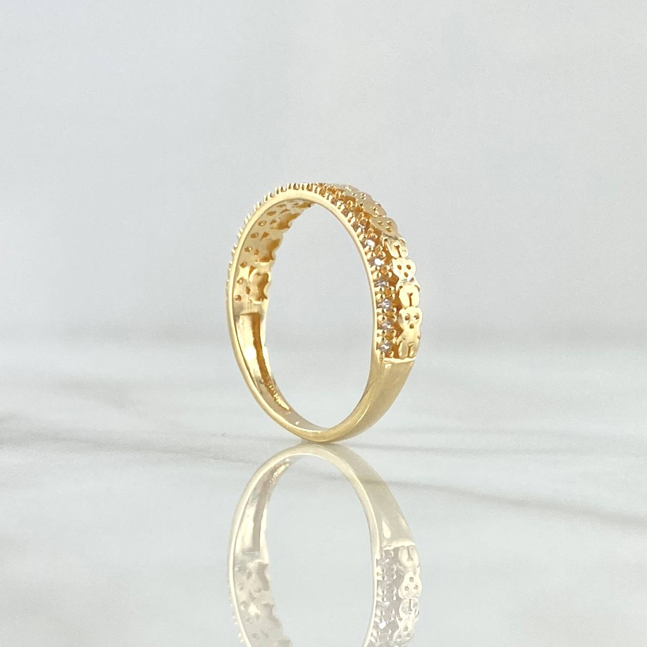 Anillo  Carril Oso TS  2.25gr / T6 / Circones Blancos Oro Amarillo 18K *