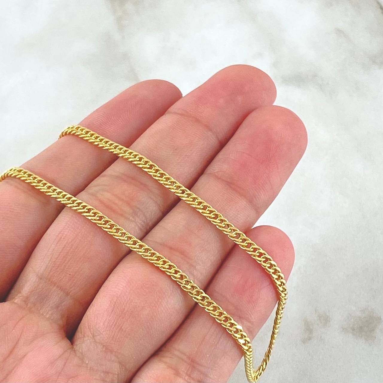 Cadena Cubana Reticulada 4.2gr / 50cm / Oro Amarillo +3 18K
