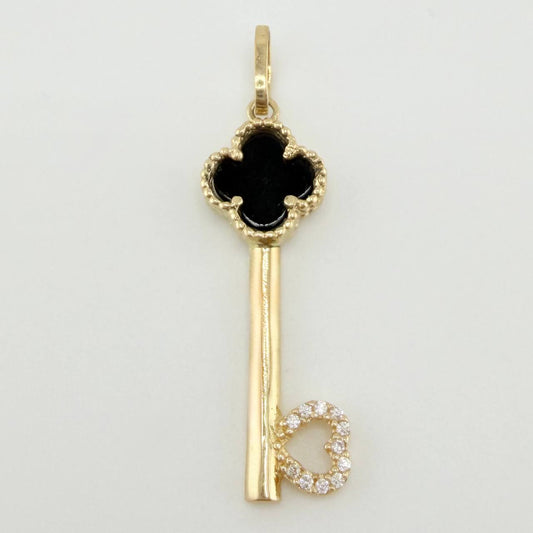 Dije Llave Trebol Negro 2.4gr / 1 1/2 in / Oro Amarillo Nac.Esp. 18K