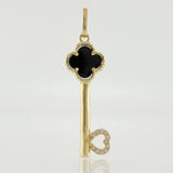 Dije Llave Trebol Negro 2.4gr / 1 1/2 in / Oro Amarillo Nac.Esp. 18K