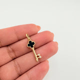 Dije Llave Trebol Negro 1.5gr / 1 in / Oro Amarillo 18K