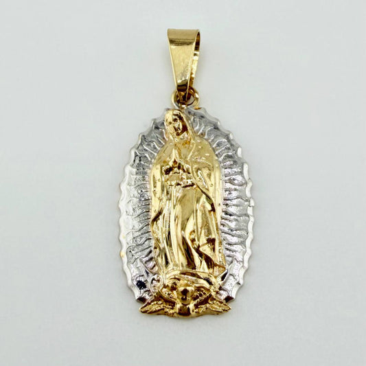 Dije Virgen Guadalupe 2.7gr / 1 1/2 in / Dos Oros Amarillo Blanco 18K
