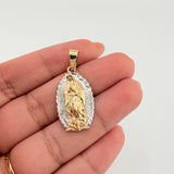 Dije Virgen Guadalupe 2.3gr / 1 1/4 in / Dos Oros Amarillo Blanco 18K