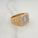 Anillo One Dólar 7.75gr / T9 3/4 / Dos Oros Amarillo Blanco 18K $
