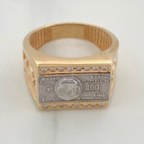 Anillo One Dólar 7.75gr / T9 3/4 / Dos Oros Amarillo Blanco 18K $