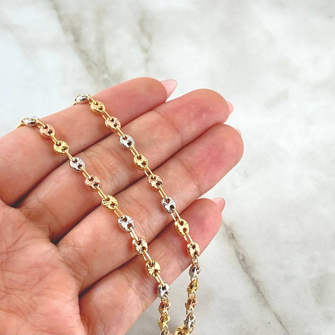 Cadena GC 10.45gr / 50cm / 4.6mm Diamantada Tres Oros 18K *