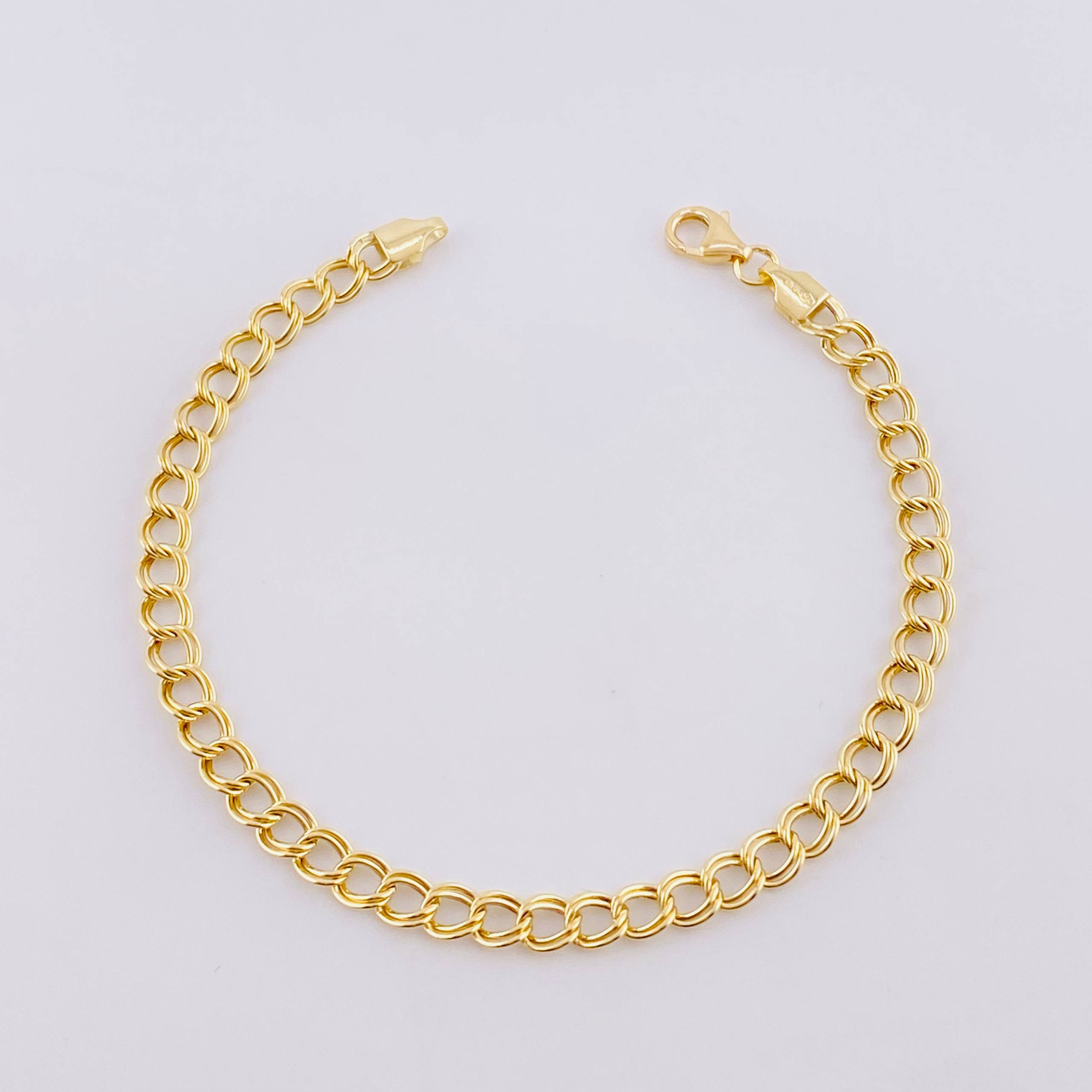 Cuban Links Bracelet Double 2.55g / 7 1/4 in / 4.5mm Yellow Gold 18K